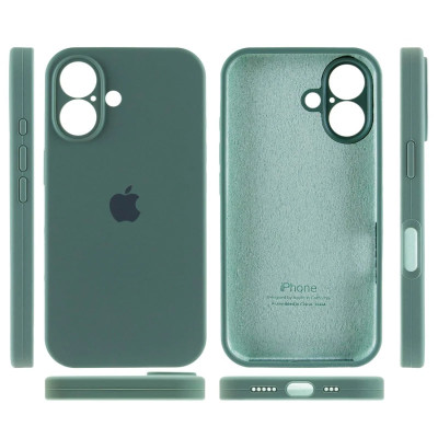 Накладка (з мікрофіброю) Silicon Case Full Camera для iPhone 16 Plus- зелена трава