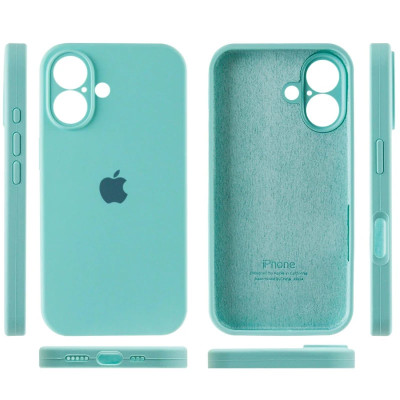 Накладка (з мікрофіброю) Silicon Case Full Camera для iPhone 16- бірюзовий