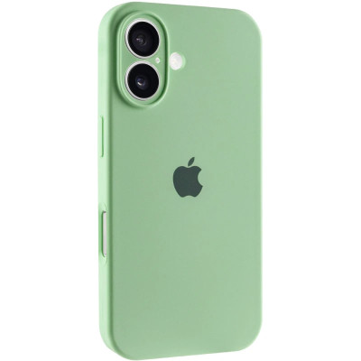 Накладка (з мікрофіброю) Silicon Case Full Camera для iPhone 16- фісташковий
