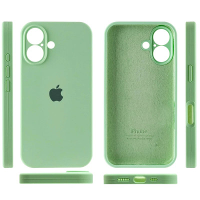 Накладка (з мікрофіброю) Silicon Case Full Camera для iPhone 16- фісташковий