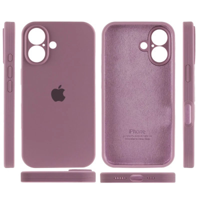 Накладка (з мікрофіброю) Silicon Case Full Camera для iPhone 16- ліловий