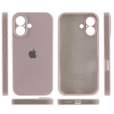 Накладка (з мікрофіброю) Silicon Case Full Camera для iPhone 16- пастельно-рожевий