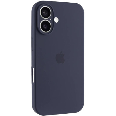 Накладка (з мікрофіброю) Silicon Case Full Camera для iPhone 16- темно-синій