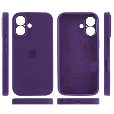 Накладка (з мікрофіброю) Silicon Case Full Camera для iPhone 16- темно-фіолетовий