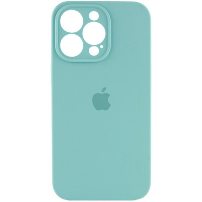 Накладка (з мікрофіброю) Silicon Case Full Camera для iPhone 15 Pro Max- бірюзовий