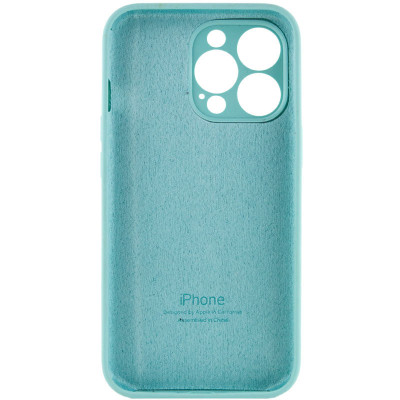 Накладка (з мікрофіброю) Silicon Case Full Camera для iPhone 15 Pro Max- бірюзовий