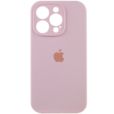Накладка (з мікрофіброю) Silicon Case Full Camera для iPhone 14 Pro- пастельно-рожевий