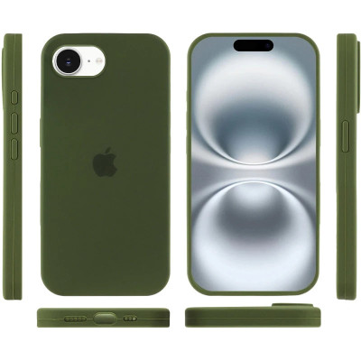 Накладка (з мікрофіброю) Silk Full Protective для iPhone 16e / iPhone 17e- темно-оливковий
