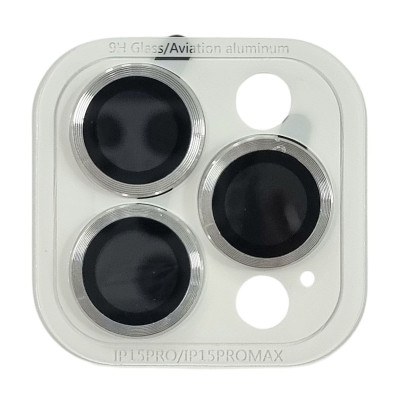 Скло захисне Metal Classic на камеру для iPhone 15 Pro Max / 15 Pro- срібло