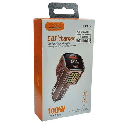 Автомобільний зарядний пристрій Jokade JH052 MINGDA 100W (USB-C PD65W+USB-A QC35W)- бронзовий Автомобільний зарядний пристрій Jokade JH052 MINGDA 100W (USB-C PD65W+USB-A QC35W)- бронзовий