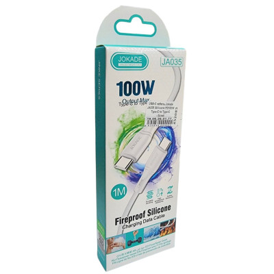 USB-C кабель Jokade JA035 JINKE series Sillicone (PD100W/1m) Type-C to Type-C- білий