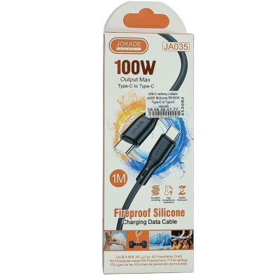 USB-C кабель Jokade JA035 JINKE series Sillicone (PD100W/1m) Type-C to Type-C- чорний