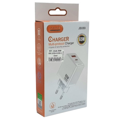 Мережевий зарядний пристрій Jokade JB089 MINGXIA 65W (USB-A+USB-C)- білий