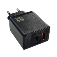 Мережевий зарядний пристрій Jokade JB089 MINGXIA 65W (USB-A+USB-C)- чорний Мережевий зарядний пристрій Jokade JB089 MINGXIA 65W (USB-A+USB-C)- чорний