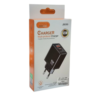 Мережевий зарядний пристрій Jokade JB089 MINGXIA 65W (USB-A+USB-C)- чорний