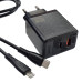Мережевий зарядний пристрій Jokade JB090 CHAOAN 65W (USB-A+USB-C)+ кабель Type-C to Lightning- чорний