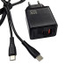 Мережевий зарядний пристрій Jokade JB090 CHAOAN 65W (USB-A+USB-C)+ кабель Type-C to Type-C- чорний