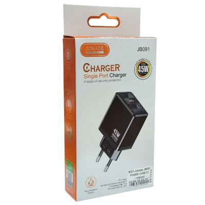 Мережевий зарядний пристрій Jokade JB091 KANGNA PD45W (USB-C)- чорний