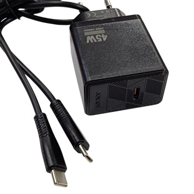 Мережевий зарядний пристрій Jokade JB092 QIAOSEN PD45W (USB-C)+ кабель Type-C to Type-C- чорний Мережевий зарядний пристрій Jokade JB092 QIAOSEN PD45W (USB-C)+ кабель Type-C to Type-C- чорний