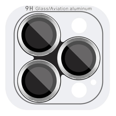 Скло захисне Metal Classic на камеру для iPhone 14 Pro Max / 14 Pro-  срібло