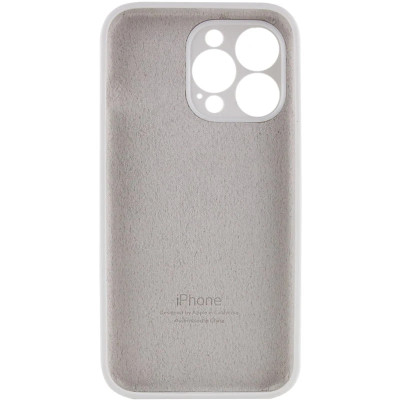Накладка (з мікрофіброю) Silicon Case Full Camera для iPhone 15 Pro- білий