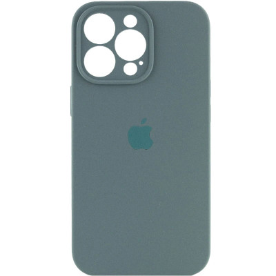 Накладка (з мікрофіброю) Silicon Case Full Camera для iPhone 15 Pro- сосново-зелений