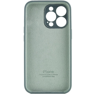 Накладка (з мікрофіброю) Silicon Case Full Camera для iPhone 15 Pro- сосново-зелений