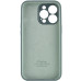 Накладка (з мікрофіброю) Silicon Case Full Camera для iPhone 15 Pro- сосново-зелений