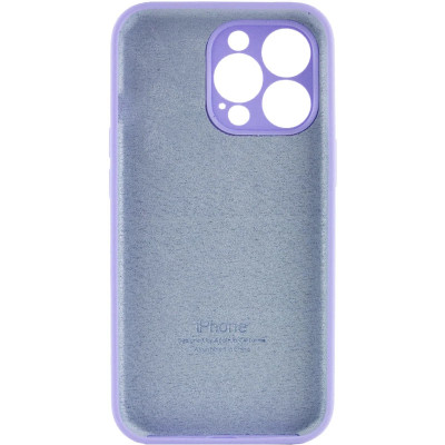 Накладка (з мікрофіброю) Silicon Case Full Camera для iPhone 15 Pro- бузковий