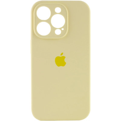 Накладка (з мікрофіброю) Silicon Case Full Camera для iPhone 16 Pro Max- світло-жовтий