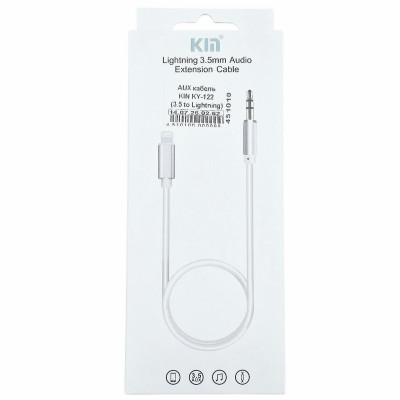 AUX кабель KIN KY-122 (3.5мм to Lightning) AUX кабель KIN KY-122 (3.5мм to Lightning)