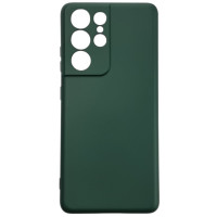 Накладка (з мікрофіброю) GETMAN Liquid Silk Full Camera для Samsung S21 Ultra- темно-зелений Накладка (з мікрофіброю) GETMAN Liquid Silk Full Camera для Samsung S21 Ultra- темно-зелений