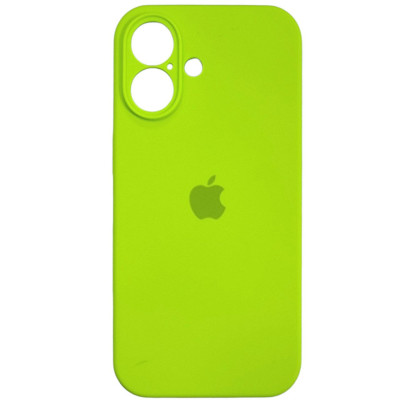 Накладка (з мікрофіброю) Silk Full Camera для iPhone 16- кислотно-зелений