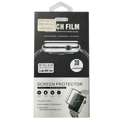 Скло захисне Full Glue для Apple Watch 38mm в упаковці- чорний Скло захисне Full Glue для Apple Watch 38mm в упаковці- чорний