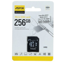 Карта пам`яті Aspor MicroSDHC 256GB UHS-III (Class 10) + SD adapter Карта пам`яті Aspor MicroSDHC 256GB UHS-III (Class 10) + SD adapter