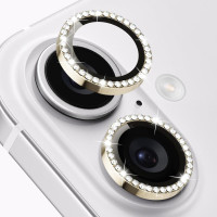 Скло захисне Lens Fixture на камеру зі стразами для iPhone 16 / 16 Plus- золотий Скло захисне Lens Fixture на камеру зі стразами для iPhone 16 / 16 Plus- золотий