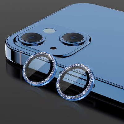 Скло захисне Lens Fixture на камеру зі стразами для iPhone 16 / 16 Plus- синій Скло захисне Lens Fixture на камеру зі стразами для iPhone 16 / 16 Plus- синій