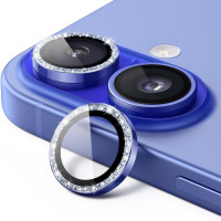 Скло захисне Lens Fixture на камеру зі стразами для iPhone 16 / 16 Plus- морський синій Скло захисне Lens Fixture на камеру зі стразами для iPhone 16 / 16 Plus- морський синій