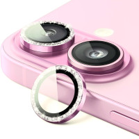 Скло захисне Lens Fixture на камеру зі стразами для iPhone 16 / 16 Plus- рожевий Скло захисне Lens Fixture на камеру зі стразами для iPhone 16 / 16 Plus- рожевий