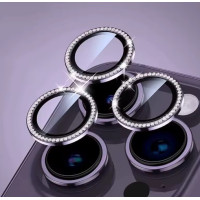 Скло захисне Lens Fixture на камеру зі стразами для iPhone 16 Pro / 16 Pro Max- темно-фіолетовий Скло захисне Lens Fixture на камеру зі стразами для iPhone 16 Pro / 16 Pro Max- темно-фіолетовий