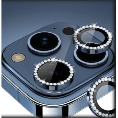 Скло захисне Lens Fixture на камеру зі стразами для iPhone 14 Pro / 14 Pro Max- темно-синій Скло захисне Lens Fixture на камеру зі стразами для iPhone 14 Pro / 14 Pro Max- темно-синій