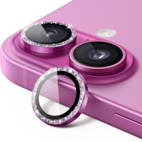 Скло захисне Lens Fixture на камеру зі стразами для iPhone 14 / 14 Plus- світло-фіолетовий