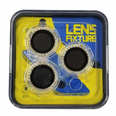 Скло захисне Lens Fixture на камеру зі стразами для iPhone 13 Pro / 13 Pro Max- золотий