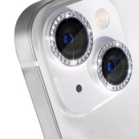 Скло захисне Lens Fixture на камеру зі стразами для iPhone 13 / 13 Mini- сріблястий Скло захисне Lens Fixture на камеру зі стразами для iPhone 13 / 13 Mini- сріблястий