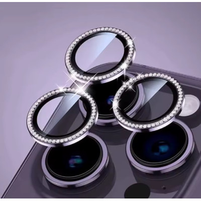 Скло захисне Lens Fixture на камеру зі стразами для iPhone 12 Pro Max- темно-фіолетовий Скло захисне Lens Fixture на камеру зі стразами для iPhone 12 Pro Max- темно-фіолетовий