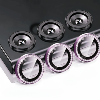 Скло захисне Lens Fixture на камеру зі стразами для iPhone 12 Pro Max- світло-фіолетовий Скло захисне Lens Fixture на камеру зі стразами для iPhone 12 Pro Max- світло-фіолетовий