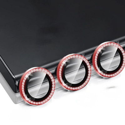 Скло захисне Lens Fixture на камеру зі стразами для iPhone 12 Pro Max- червоний Скло захисне Lens Fixture на камеру зі стразами для iPhone 12 Pro Max- червоний