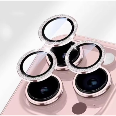 Скло захисне Lens Fixture на камеру зі стразами для iPhone 12 Pro Max- рожевий Скло захисне Lens Fixture на камеру зі стразами для iPhone 12 Pro Max- рожевий