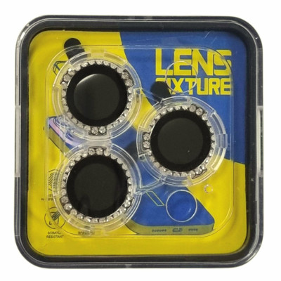 Скло захисне Lens Fixture на камеру зі стразами для iPhone 12 Pro- темно-фіолетовий