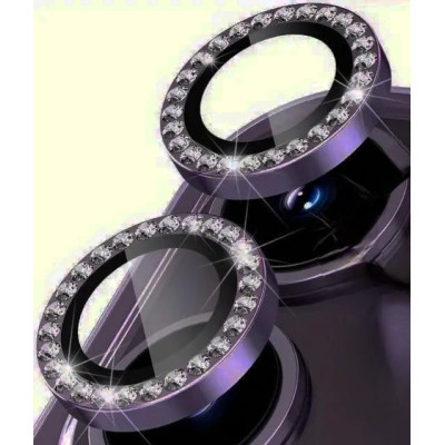 Скло захисне Lens Fixture на камеру зі стразами для iPhone 11 / 12 / 12 Mini- темно-фіолетовий Скло захисне Lens Fixture на камеру зі стразами для iPhone 11 / 12 / 12 Mini- темно-фіолетовий